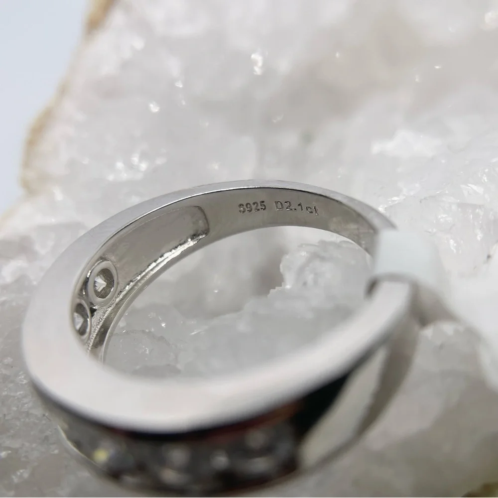 Mens Moissanite Ring Anniversary Wedding Band 925 18K GRA Certified Eternity